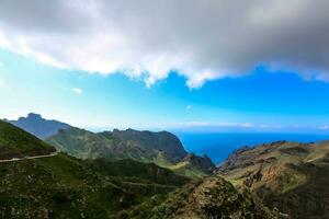 Mountain valley during sunrise. Natural summer landscape photo