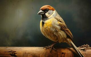 AI Generative cute Sparrow bird on natural environment photo
