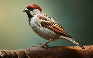 AI Generative cute Sparrow bird on natural environment photo