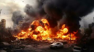 AI Generative Fierce bomb explosion attack background photo