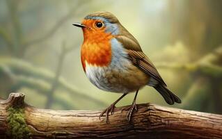 AI Generative cute robin bird on natural environment photo