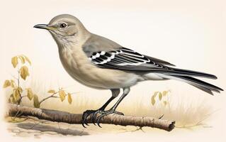 AI Generative Mockingbird in Natural environment photo