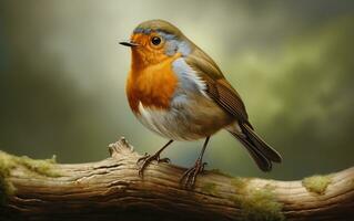 AI Generative cute robin bird on natural environment photo