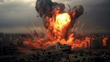 AI Generative Fierce bomb explosion attack background photo