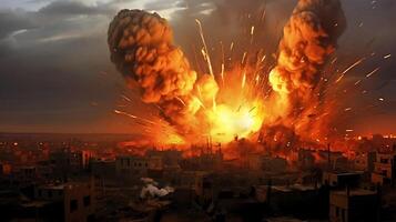 AI Generative Fierce bomb explosion attack background photo