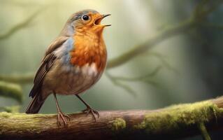 ai generativo linda Robin pájaro en natural ambiente foto