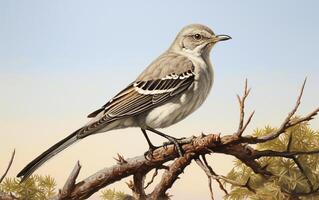 AI Generative Mockingbird in Natural environment photo