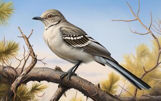 AI Generative Mockingbird in Natural environment photo