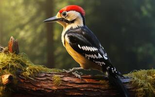 ai generativo pájaro carpintero pájaro en natural ambiente foto