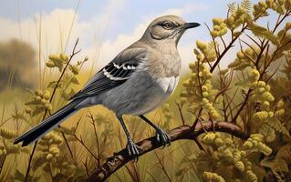 AI Generative Mockingbird in Natural environment photo