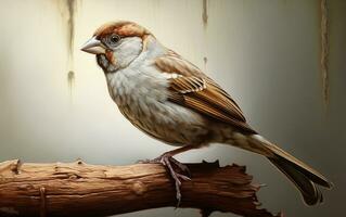 AI Generative cute Sparrow bird on natural environment photo