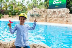 PUERTO DE LA CRUZ, TENERIFE  January 7, 2020 Dolphin show in the Loro Parque, which is now Tenerife's second largest attraction with europe's biggest dolphin pool. photo