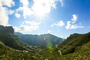 Amazing sunset landscape view to famous Maska canyon on Tenerife island Spain photo