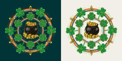 Circular St Patricks Day pattern like mandala vector