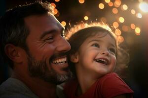 AI generated a father holding his baby bokeh style background photo