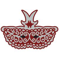 A red masquerade mask decorated with an elegant silver pattern. Vector illustration isolated on white background.