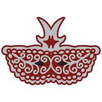 A red masquerade mask decorated with an elegant silver pattern. Vector illustration isolated on white background.