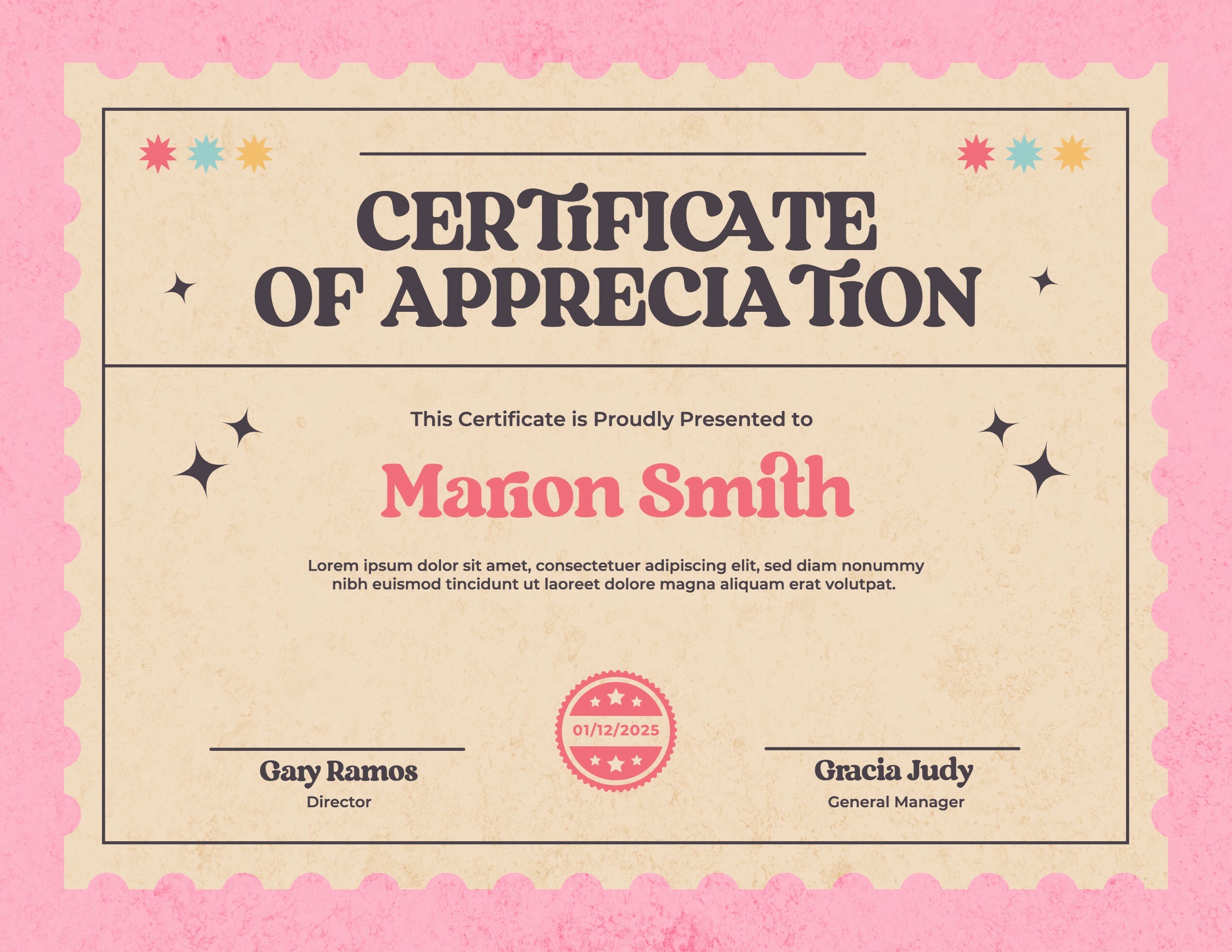 Retro Pastel Certificate of Appreciation