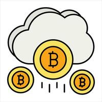 bitcoin nube color contorno icono diseño estilo vector