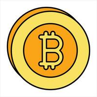 bitcoin color outline icon design style vector