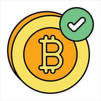 bitcoin aceptado aquí color contorno icono diseño estilo vector