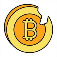 bitcoin broken color outline icon design style vector