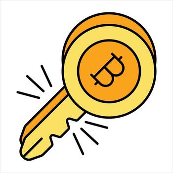 bitcoin key color outline icon design style vector