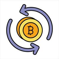 bitcoin intercambiar color contorno icono diseño estilo vector