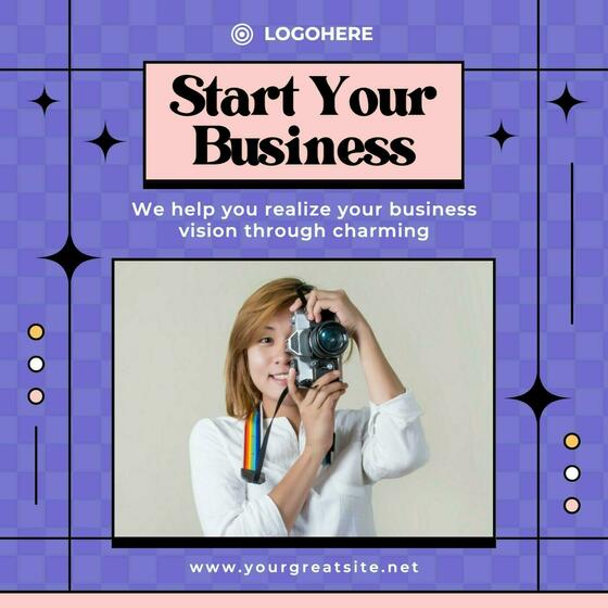 Retro Pastel Instagram Post Set for Creative Business