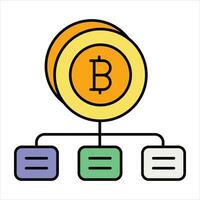 bitcoin network color outline icon design style vector