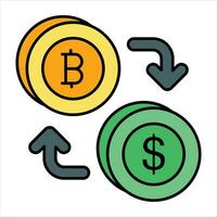 bitcoin a dólar intercambiar color contorno icono diseño estilo vector
