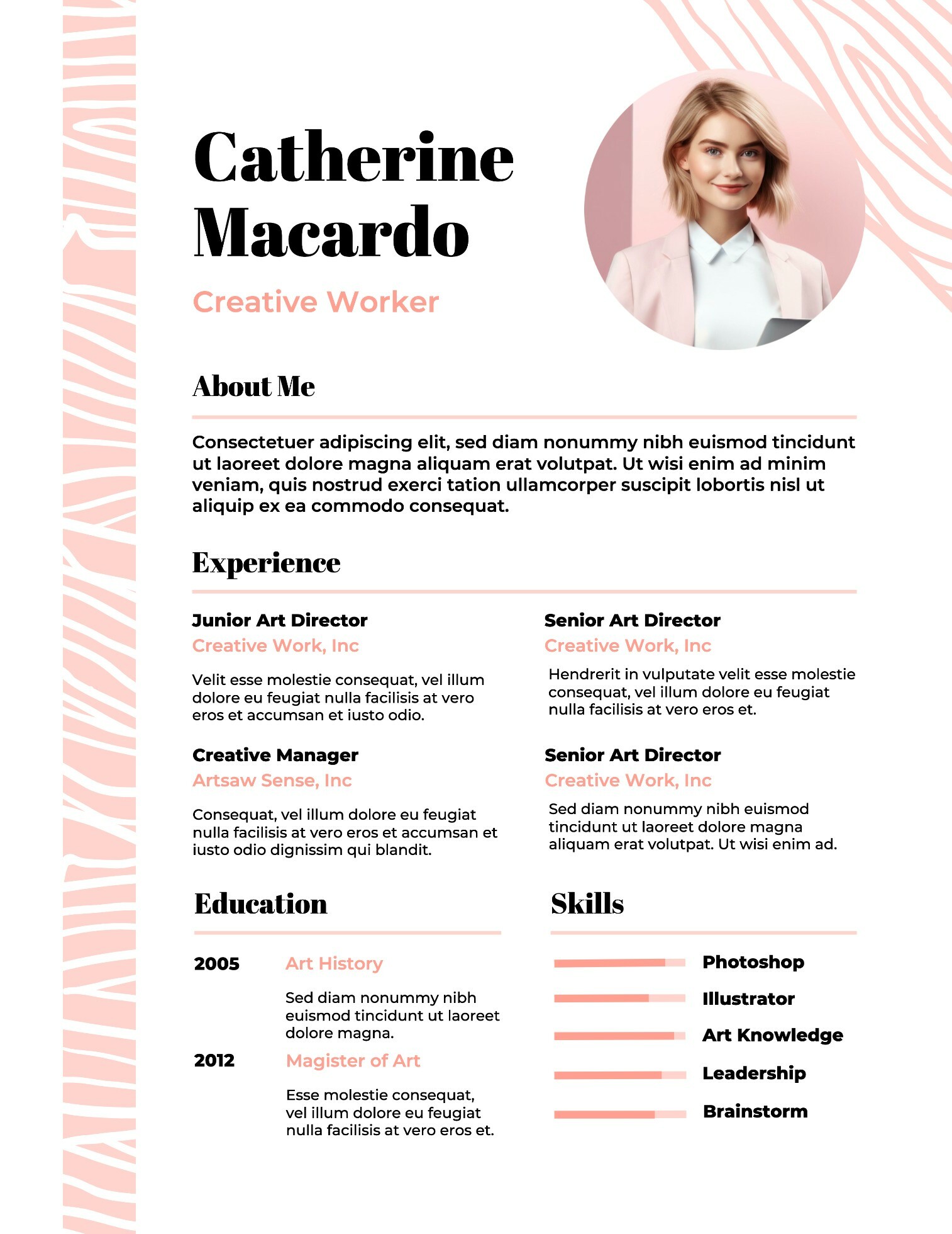 White & Pink Resume Template