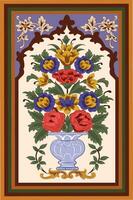 Indian mughal flower motif background border, Seamless floral wall pattern of the Mughal era, Mughal Traditional colourful arch gate vector pattern,