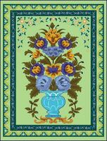 Mughal flower pattern with blue background,Textile, vector