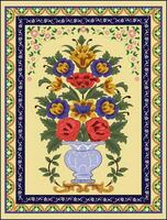 Mughal flower pattern with blue background,Textile, vector