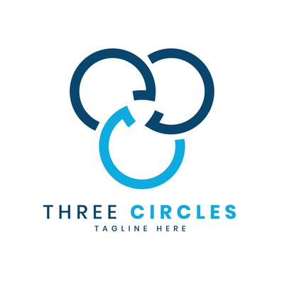 Three circles creative geometric monogram logo design concept