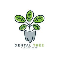 diente y planta creativo logo diseño moderno concepto vector