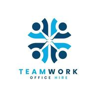 Team work office hire logo design creative modern concept for HR company vector