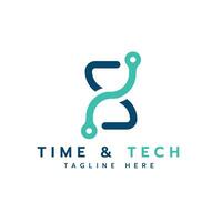 Time technology creative logo design concept for tech business and Artificial Intelligence vector