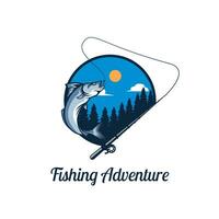 Fishing logo design template illustration. Sport fishing adventure Logo vector