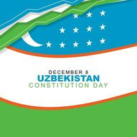 Vector illustration of Uzbekistan Constitution Day celebrated on December 8. Poster greeting card with uzbekistan flag