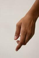 Empty tanned females hand, close up. photo