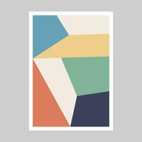 Abstract poster colorful geometric shapes. Primitive blocks suprematism style. Modern vector illustration