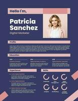 Muted Dark Blue & Pink Resume Template