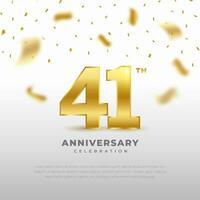 41th anniversary celebration with gold glitter color and white background. Vector design for celebrations, invitation cards and greeting cards.