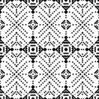 Indigenous tribal seamless retro pattern. Abstract decorative pixel style. Geometric ethnic motif. Black and white colors. Design for fabric, textile, ornament, clothing, background, wrapping, batik. vector