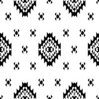 azteca y navajo sin costura repetir modelo. figura tribal bordado. étnico geométrico resumen fondo. negro y blanco. diseño para tela, textil, ornamento, ropa, fondo, envase, batik. vector
