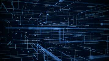 resumen tecnología 3d circuito tablero estilizado antecedentes con rápido Moviente nodos transmisión digital datos. esta moderno tecnología movimiento antecedentes es un sin costura bucle. video