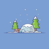 iglú casa, invierno construido desde hielo bloques dibujos animados vector ilustración. glacial frío hogar o casa concepto aislado plano diseño vector.