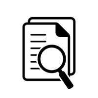 File search icon, document search, vector isolated. Document with magnifier loupe business concept.